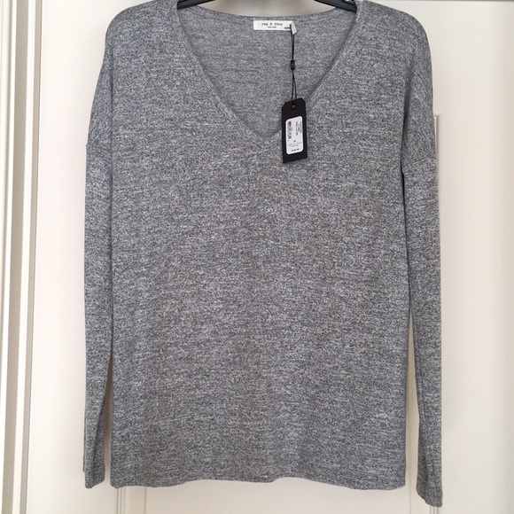 Rag & bone Light Grey Theo Long Sleeve Tee - Picture 4 of 13